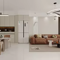 Simple Guest Restaurant Sideboard Sofa Dining Table Home Decoration Projection 3d model