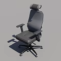 Comfortable Gray Ergonomic Leisure Chair With Adjustable Headrest Armrests And Wheel Base