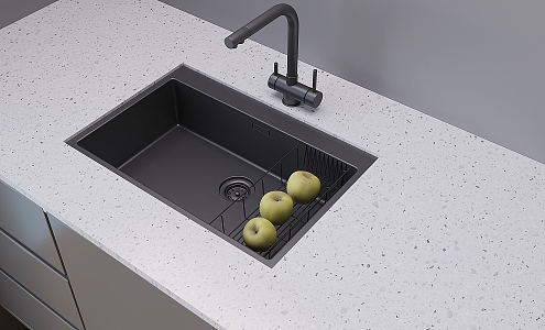 Built-in sink stainless steel sink dishwashing basin faucet drain basket 3d model