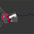 Computer Robotic Arm With Red And Silver Design Base And Cable Components 3d model