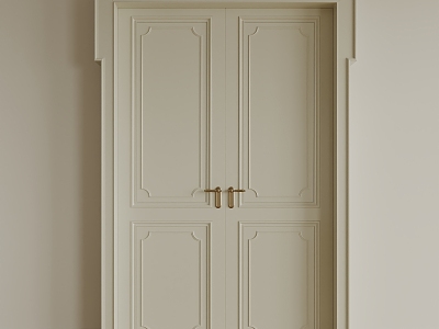 French Opposition French Interior Door Cream Air Door White Opposition Line Door Solid Color Door European Style Door American Style Door Retro Door Foreign Door 3d model