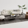 Quiet Sofa Tea Table Combination Sofa Coffee Table 3d model