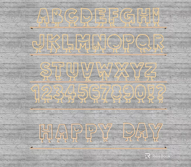 Decorative Alphabet Letters And Numbers Lighting Set For Happy Day Wall Decor 3d model 