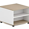 Modern White And Light Wood Sideboard With Glass Doors And Open Shelves Storage Cabinet
