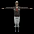 Game Movie Character In Cap Brown Jacket Red Shirt Light Pants Black Boots Arms Outstretched