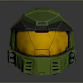 Green Tactical Helmet With Yellow Visor Sci Fi Gaming Armor Design 3d model