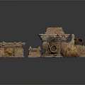 Ancient Stone Structure With Platform And Roofed Stove Opening Design 3d model