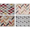 Stylish Square Rugs Featuring Geometric Triangular Patterns In Various Modern Colors 3d model