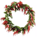 Festive Christmas Wreath Ornament With Green Pine Branches Red Berries And Decorative Elements