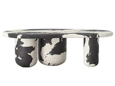 Modern Round Black And White Marbled Coffee Table With Cylindrical Legs Design 3d model