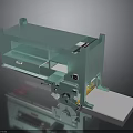 Green Industrial Metal Cutting Machine With White Platform And Mechanical Parts