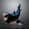 Cute Shark Toy Figure With Blue Pink Color And Smiling Design