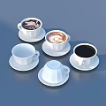 Modern Coffee Cups Saucers With Latte Art Black Coffee Empty And Covered For Daily Living