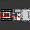 Modern Red And Gray Truck Chassis With Multiple Wheels And Roof Rack Design