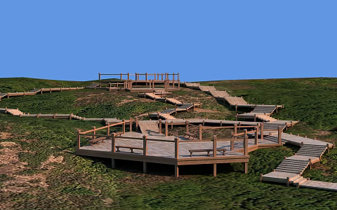 Modern plank road wooden plank road 3d model