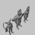 Three Green Character Action Figures With Spotted Patterns And Varied Poses