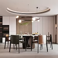 Modern Restaurant Interior Design With Round Dining Table Pendant Lights And Comfortable Chairs