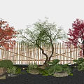 Arbor modeling tree red maple old pile maple courtyard sketch landscape stone 3d model