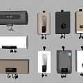 Various Wall Mounted Water Heaters With Digital Display In Different Colors 3d model