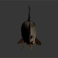 Realistic Silver Orange Fish with Detailed Fins and Tail on Gray Reflective Background