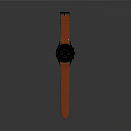 Modern Stylish Watch Featuring Orange Leather Strap And Black Dial Design 3d model