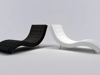 Modern Curved Black And White Lounge Chairs With Upholstered Seats And Metal Legs 3d model