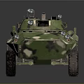 Military Armored Vehicle With Camouflage Pattern Six Wheels And Roof Equipment