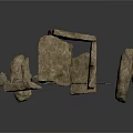 Ancient Stone Building Components Featuring Various Shaped Blocks And Structures 3d model