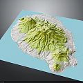 3D Terrain Model Featuring Green Mountainous Areas And Blue Background Contour Structure