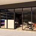 Modern Café With Glass Front Open Design Interior Tables And Wooden Counter