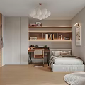 Modern Kids Room Interior Design With Bed Desk Bookshelves Piano And Chandelier