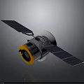 Advanced Satellite Equipment With Solar Panels Metallic Body And Orange Module Section 3d model