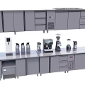 Functional Table For Modern Kitchen With Cabinets Sink Coffee Machine And Appliances 3d model
