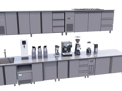 Functional Table For Modern Kitchen With Cabinets Sink Coffee Machine And Appliances 3d model