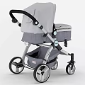 Modern Stylish Gray Baby Stroller With Padded Seat Storage Pocket And Black Wheels
