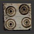 Hand Carved Cube Shaped Sculpture With Intricate Circular Holes And Textured Surface