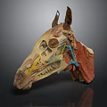 Horse Head Anatomy Model Showing Organs Muscles Skeleton Vessels And Hair Structure