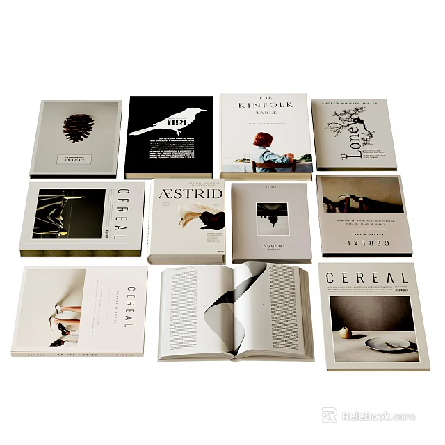 Stylish Cereal And Other Magazines With Diverse Cover Designs And Open Pages 3d model 