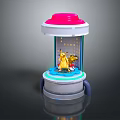 Pikachu Pokémon Figure in Transparent Display Case With Pink Top And Blue Base Decorations