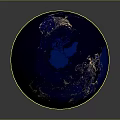 Blue Earth Globe Displaying Illuminated City Lights At Night View 3d model