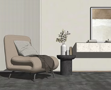 Modern Single Sofa Single Sofa Coffee Table Combination 3d model