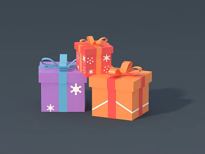 Colorful Decorative Gift Boxes With Ribbons And Snowflake Patterns For Daily Use 3d model