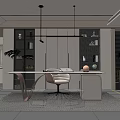 Modern Study Lazy Sofa Desk and Chair 3d model