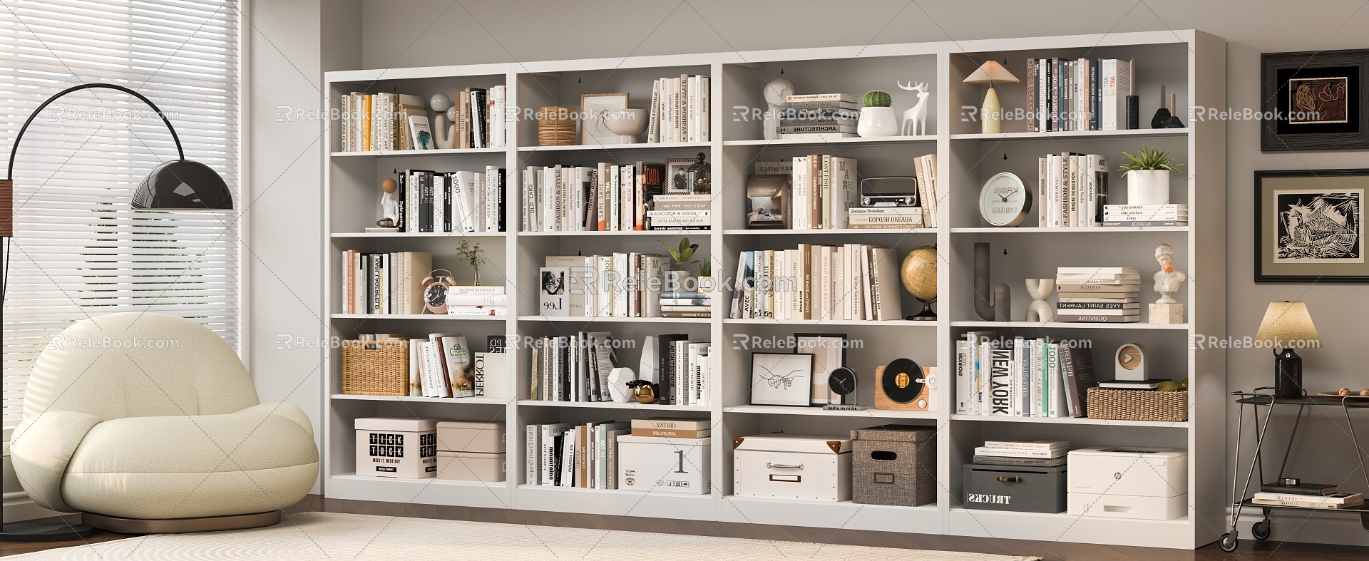 French Simple Bookcase 3d model