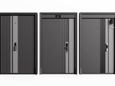Three Different Modern Security Doors With Sleek Designs And Secure Locks 3d model