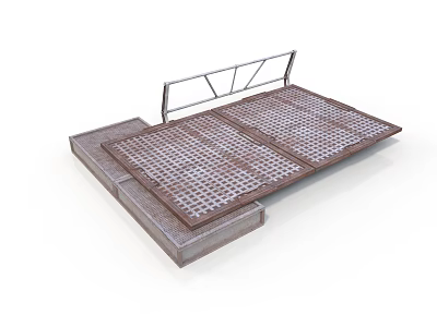 Modern Furniture Bed Frame With Metal Frame And Grid Design Surface 3d model