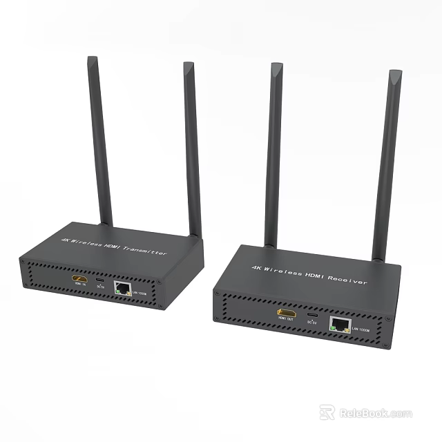 Black Wireless Routers As Daily Electrical Appliances With Four Antennas For Home Internet Use 3d model 