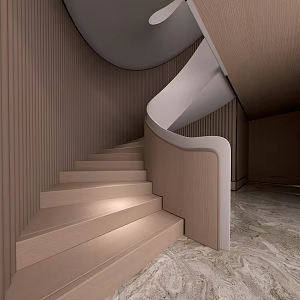 modern revolving staircase wooden revolving staircase 3d model