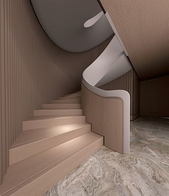 modern revolving staircase wooden revolving staircase 3d model