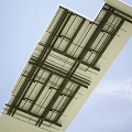 Ceiling Structural Design With Metal Grid Framework Under Blue Sky View 3d model